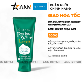 Sữa Rửa Mặt Senka Perfect Whip Chiết Xuất Rau Má Màu Xanh Lá Dịu Nhẹ Cho Da Nhạy Cảm 100g - 4550516707666