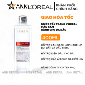 Nước Tẩy Trang L'oreal Paris Màu Xám Sạch Sâu Kiềm Dầu Revitalift Crystal Micellar Water 400ml - 6923700981476