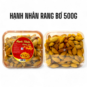 Hộp Hạnh Nhân Rang Bơ Hộp Chữ Nhật 500G Hộp Tết - HHNRBHCN500