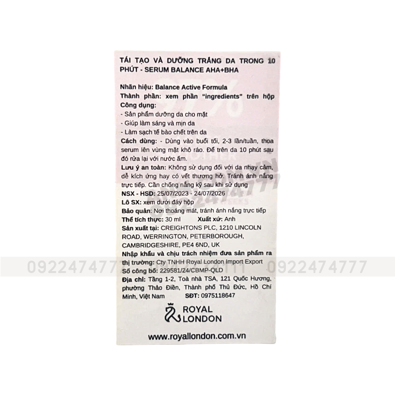 25777_khung-tem_20241116163721-3.png Serum Balance Active Formula AHA + BHA 30ml Giúp Tái Tạo Và Dưỡng Trắng Da - 5015833331530
