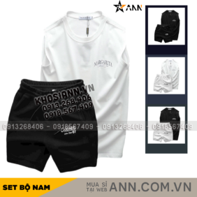 Set Bộ Nam Áo Thun 3 Lỗ In Chữ Margarita Cocktail Club + Quần Short Thun Chicago Cao Cấp - SBN131