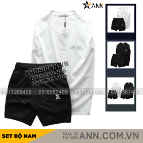 Set Bộ Nam Áo Thun 3 Lỗ In Chữ Margarita Cocktail Club + Quần Short Thun Thêu Chữ X Cao Cấp - SBN132