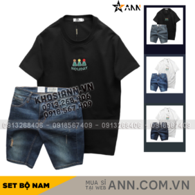 Set Bộ Nam Áo Thun Cổ Tròn In Nổi Chữ Holiday + Quần Short Jeans Chất Liệu Co Giãn (Có Size 3X) - SBN133