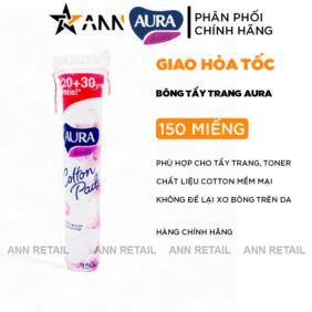 Bông Tẩy Trang Aura Chất Liệu Cotton Mềm Mại Cho Da 150 Miếng - 4751023290775