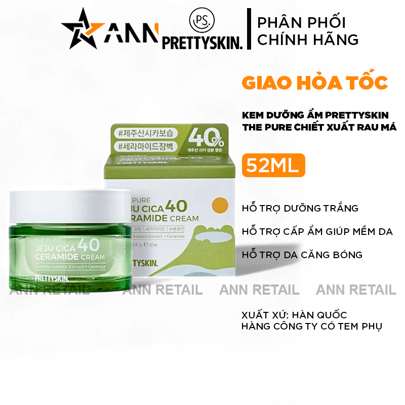 25797_1_20241122103824-2.png Kem Dưỡng Trắng Da Prettyskin The Pure Chiết Xuất Rau Má Ceramide Cream 52ml - 8809733216434