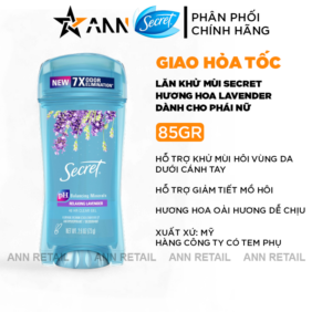 Lăn Khử Mùi Secret Giảm Tiết Mồ Hôi Hương Lavender Dễ Chịu 73g - Lăn Khử Mùi Cho Nữ - 037000204688