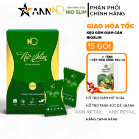 Kẹo Gôm Giảm Cân Nioslim Thơm Ngon 15 gói - Tặng 1 Hộp Viên Uống Rau Củ - NIOSLIM01