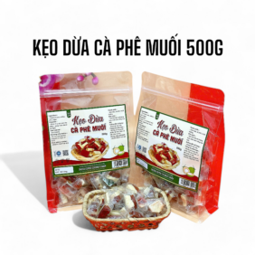 Kẹo Dừa Cà Phê Muối Túi Zip 500g - KDCPMTZ500