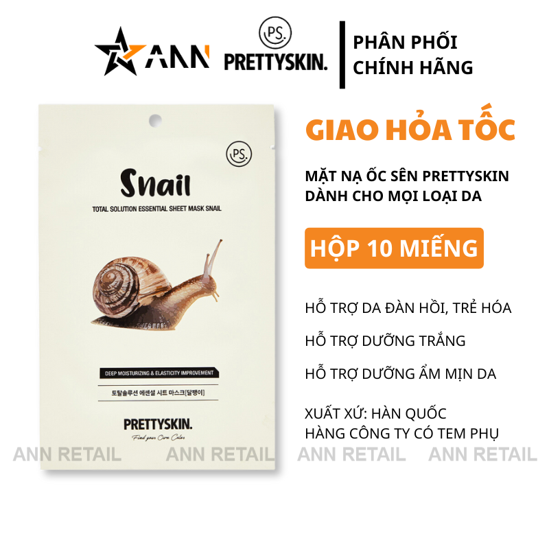 25922_34_20250319181213-2.png Mặt Nạ Ốc Sên Prettyskin Total Solution Essential Sheet Mask Snail - Hộp 10 Miếng - 8809733210388