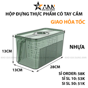 Hộp Đựng Thực Phẩm Rau Củ Trái Cây Có Tay Cầm 28x13x13cm - HDTPCTC