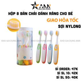 Hộp 8 Bàn Chải Đánh Răng Cho Bé - Bàn Chải Vệ Sinh Răng Miệng - 8BCDRCB