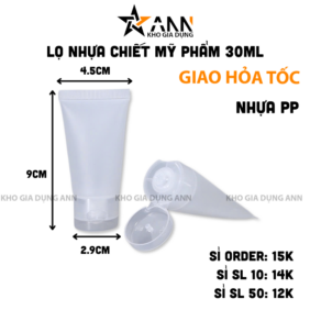 Lọ Nhựa Chiết Mỹ Phẩm Dạng Tuýp - Tuýp Đựng Kem Dưỡng Da Dầu Gội Sữa Rửa Mặt 30ml 9x2.9x4.5cm - TDCMP