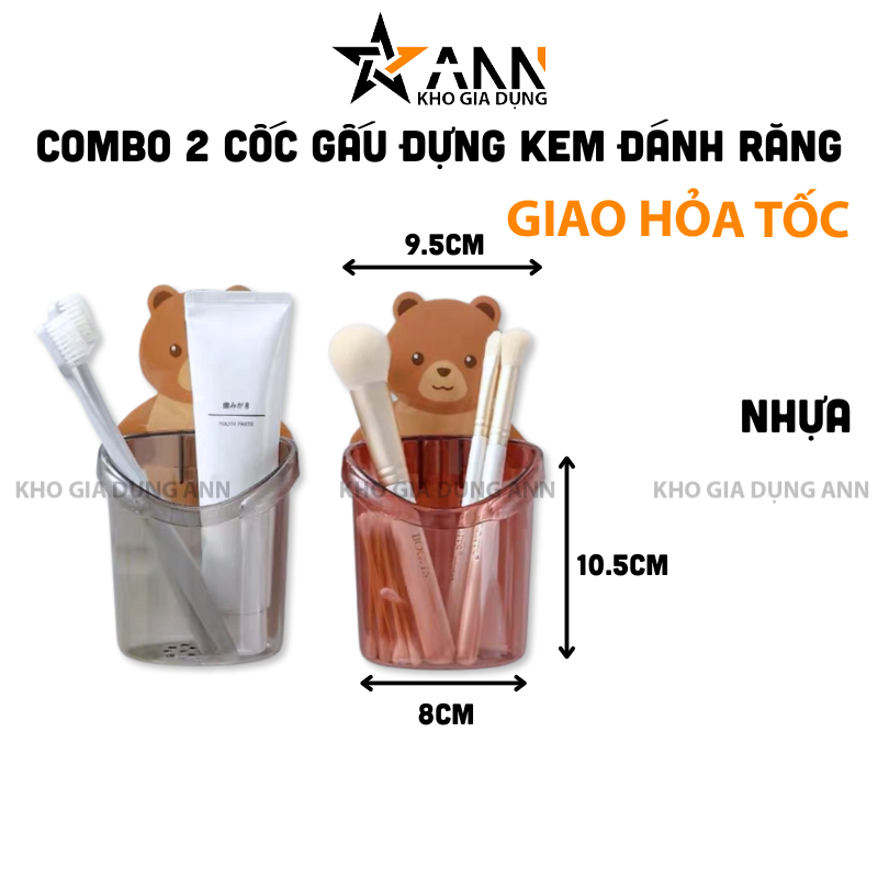 25934_276_20250320113557.png Combo 2 Cốc Dán Tường Hình Gấu - Cốc Đựng Kem Đánh Răng Dao Cạo Râu Cắm Bút 10.5x8x9.5cm - CDBCDR2