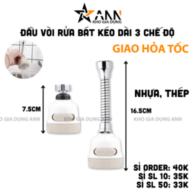 Đầu Vòi Rửa Bát - Đầu Vòi Rửa Chén Tăng Áp Kéo Dài 3 Chế Độ 16.5cm - DVRB