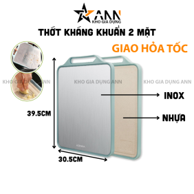 Thớt Kháng Khuẩn 2 Mặt Inox 304 & Nhựa PP Chống Ẩm Mốc Không Gỉ 30.5x39.5x1.5cm - TKK2M