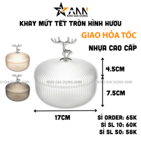 Hộp Đựng Mứt Tết - Hộp Hình Hươu Đựng Bánh Kẹo Hoa Quả Bằng Nhựa Cao Cấp 17x12cm - HHHDM