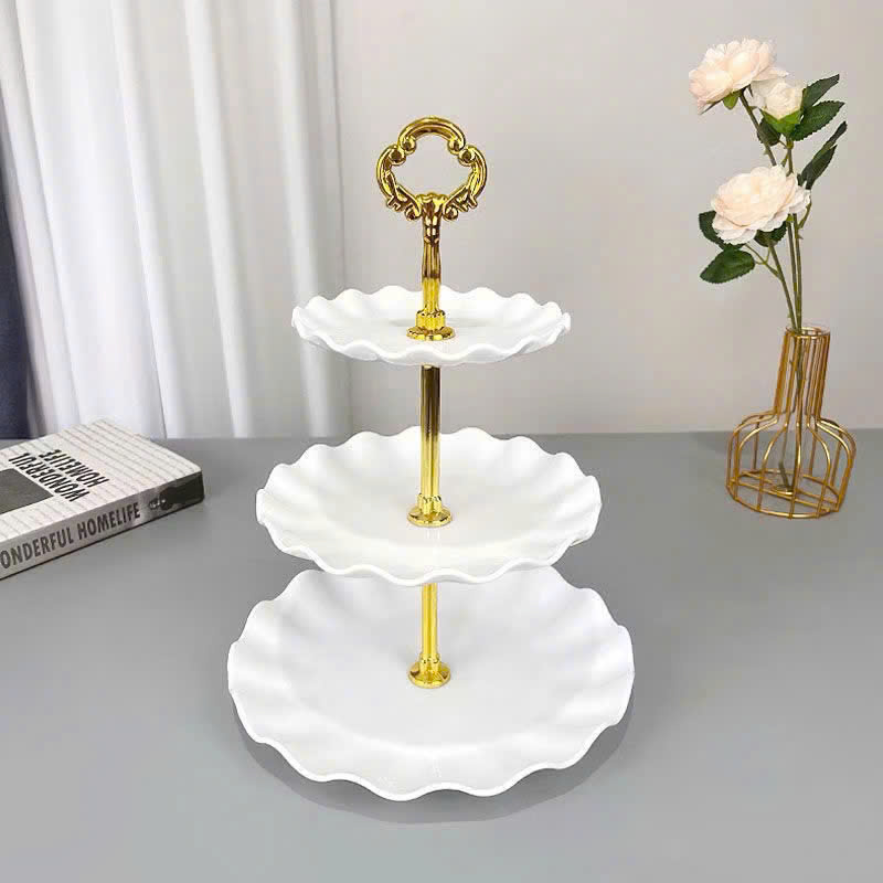 Kho sỉ khay Nhựa Hoa Trắng 3 Tầng - Khay Đựng Mứt Bánh Kẹo Tết 34x25cm Kho sỉ khay Nhựa Hoa Trắng 3 Tầng - Khay Đựng Mứt Bánh Kẹo Tết 34x25cm