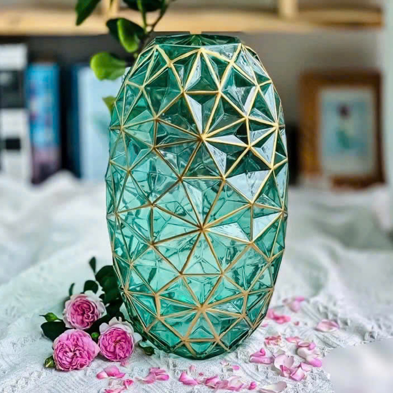 Bình Hoa Thủy Tinh - Lọ Hoa Viền Vàng Sang Trọng 35x8cm Bình Hoa Thủy Tinh - Lọ Hoa Viền Vàng Sang Trọng 35x8cm