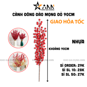 Cành Đông Đào 12 Nhánh Trái Mọng Đỏ Dài 90cm - CDDMD