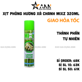 Xịt Phòng Hương Sả Chanh Mixz Thái Lan - Chất Khử Mùi Thơm Phòng 320ml - XPKMTL01