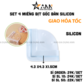 Combo 4 Bọc Góc Bàn Bằng Silicon An Toàn Cho Bé - Miếng Bọc Góc Bàn Tránh Va Đập 4.3x4.3x1.5cm - MBGBCB02