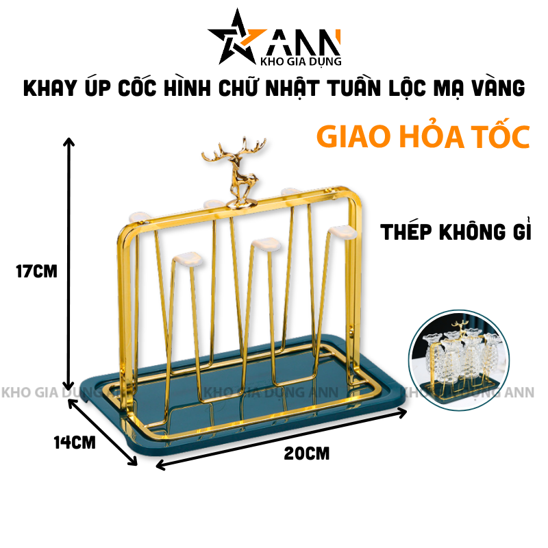 25974_316_20250320114246.png Khay Úp Cốc Hình Chữ Nhật Mạ Vàng - Khay Úp Ly Tuần Lộc 17x14x20cm - KULMVTL01