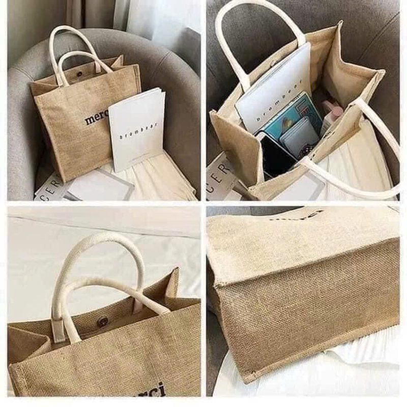 25975_z6225748976050-ef84790e9e78371017b163b2517c5540_20250117141158-1.jpg Túi Cói Merci - Túi Xách In Chữ Đơn Giản 36x31x19cm - TCHTDG02