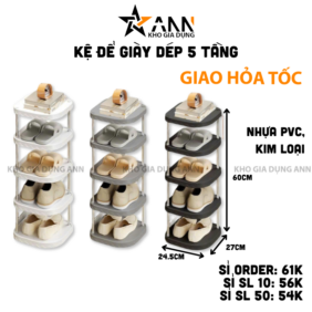 Kệ Để Giày Dép Khung Inox 5 Tầng Dễ Tháo Lắp - KDGD5TKI