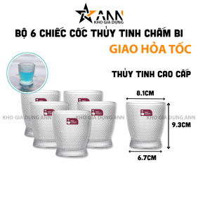 Bộ 6 Ly Thủy Tinh Chấm Bi - Cốc Thủy Tinh Cao Cấp 9.3x8.1x6.7cm - LTTCB01