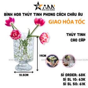 Bình Hoa Thủy Tinh - Lọ Hoa Mang Phong Cách Châu Âu Sang Trọng 19x10.5cm - BHTT04