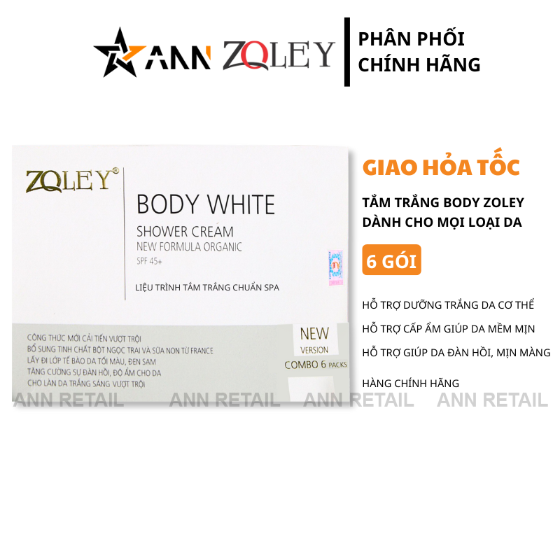 Mua sỉ tắm Trắng Body Zoley Shower Cream Hộp 6 Gói - Liệu Trình Tắm Trắng Chuẩn Spa