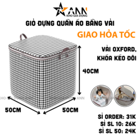 Giỏ Đựng Quần Áo Bằng Vải 100L - Túi Đựng Chăn Màn Đa Năng - Có Thể Gấp Gọn Cất Trữ Đồ 50x50x40cm - DDQA01