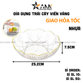 Đĩa Nhựa Đựng Trái Cây Viền Vàng Sang Trọng 25.2x7.5cm - DDTC01