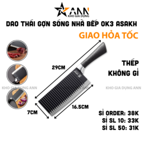 Dao Thái Gợn Sóng Nhà Bếp Ok3 Asakh Bản To 29x7cm - DTGS01