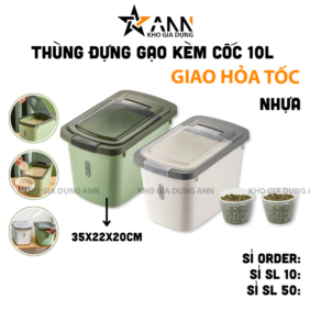 Thùng Đựng Gạo 10L - Thùng Đựng Gạo Chống Côn Trùng Bụi Bẩn Kèm Cốc 35x22x20cm - TDG01