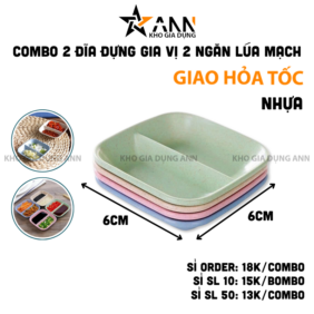 Combo 2 Chén Đựng Gia Vị 2 Ngăn - Chén Đựng Nước Chấm Bằng Nhựa Cao Cấp 6x6cm - CDGV04