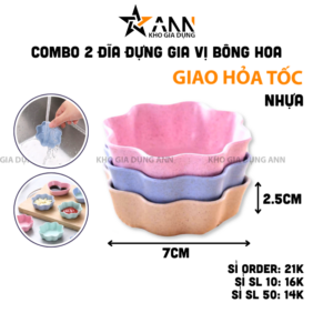 Combo 2 Chén Đựng Gia Vị Hình Bông Hoa - Chén Đựng Nước Chấm Bằng Nhựa Cao Cấp 7x7x2.5cmcm - CDGV05