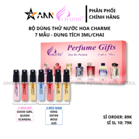 Bộ Dùng Thử Nước Hoa Charme 7 Mẫu (4 Mùi Nam & 3 Mùi Nữ) Dung Tích 3ml/Chai - CHARMEKIT7