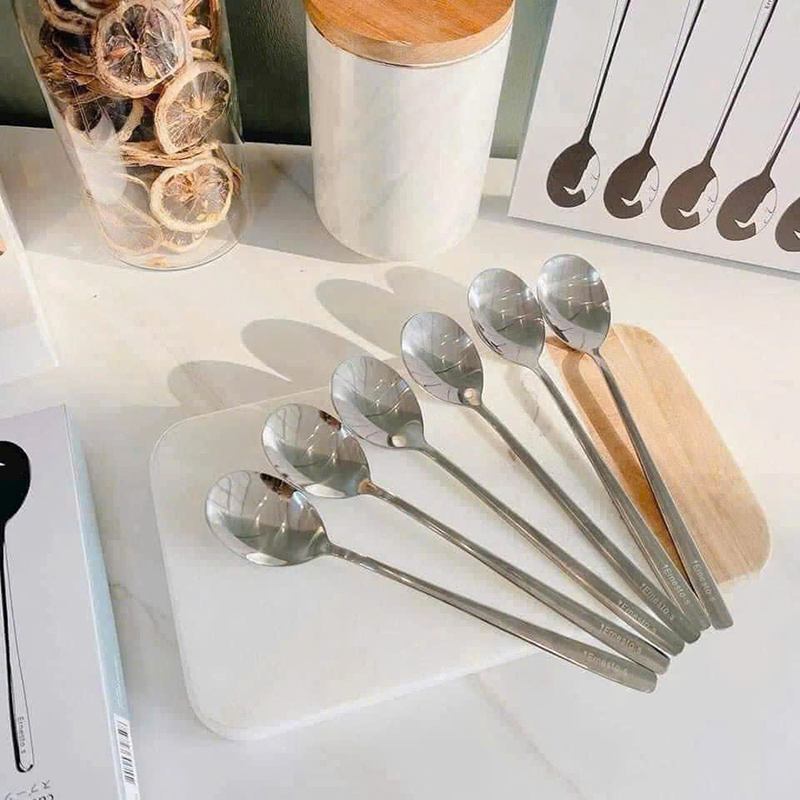 Hộp 6 Muỗng Dài Inox 304 - Thìa Inox Cao Cấp Bền Đẹp 20.5x4cm Hộp 6 Muỗng Dài Inox 304 - Thìa Inox Cao Cấp Bền Đẹp 20.5x4cm