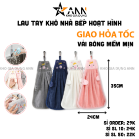 Khăn Lau Tay Hoạt Hình Vải Bông Mềm Mại - Khăn Siêu Mịn Thấm Nước Tốt 35x24cm - KLT03