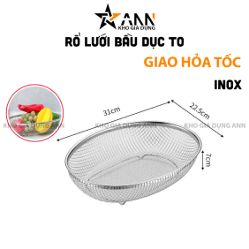 Rổ Lưới Bầu Dục To - Rổ Lưới Inox Rửa Đựng Hoa Quả 31x22.5x7cm - RL01