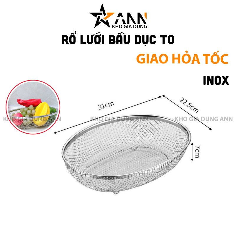 26081_407_20250320121024.png Rổ Lưới Bầu Dục To - Rổ Lưới Inox Rửa Đựng Hoa Quả 31x22.5x7cm - RL01