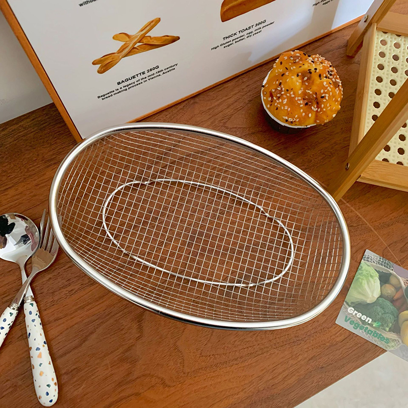 Rổ Lưới Bầu Dục To - Rổ Lưới Inox Rửa Đựng Hoa Quả 31x22.5x7cm Rổ Lưới Bầu Dục To - Rổ Lưới Inox Rửa Đựng Hoa Quả 31x22.5x7cm