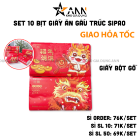 Set 10 Bịt Giấy Ăn Gấu Trúc Sipao - Túi Khăn Giấy Rút Treo Tường Đa Năng - KGR03