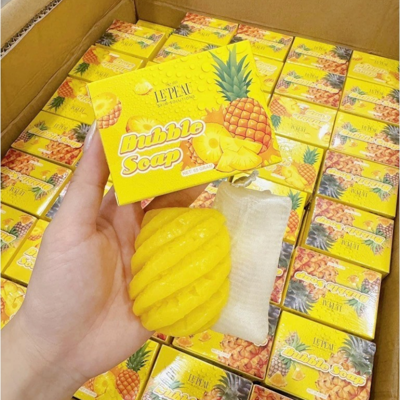 Xà Bông Tắm Trắng Body Khóm Bubble Soap 65g Le Peau - Combo 2 (1 Khóm + Tặng 1 Khóm) Xà Bông Tắm Trắng Body Khóm Bubble Soap 65g Le Peau - Combo 2 (1 Khóm + Tặng 1 Khóm)