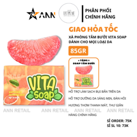 Xà Bông Rửa Mặt Trắng Da Bưởi Vita Soap 85g Le Peau - Combo 2 (1 Bưởi + Tặng 1 Bưởi) - XBTTBB