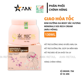 Kem Dưỡng Da Body Sắc Hương Minerals Sos Rich Cream - Hộp Màu Hồng 130ml - KDSHMH