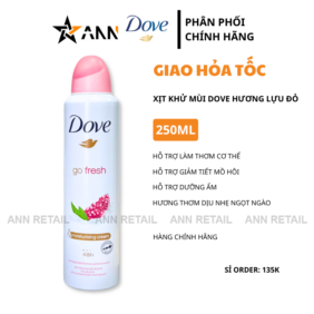 Xịt Khử Mùi Dove Hương Lựu Đỏ 250ml - Hương Thơm Ngọt Ngào Dịu Nhẹ - 8711600786257