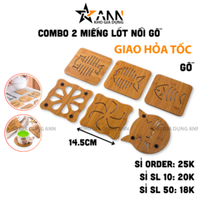 Combo 2 Miếng Lót Nồi Gỗ Cao Cấp - Đế Lót Nồi 14.5cm - MLNBG01