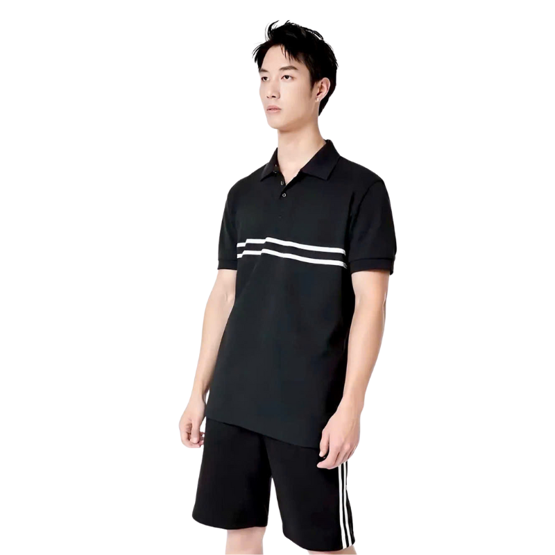 Giá sỉ set Bộ Nam Áo Thun Cổ Bẻ Phối Sọc Trước Ngực + Quần Short Thun (Big Size)